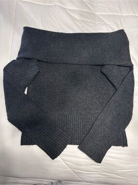 Dynamite Off-the-Shoulder Sweater in Charcoal Gray